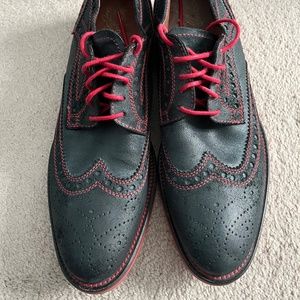 Donald J Pliner Black with Red Soles - Emeri Napa Wing Tip Shoes - Size 10.5